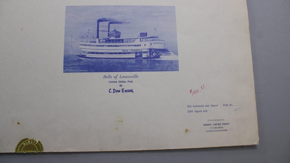 C. Don Ensor Belle Of Louisville Ltd Edition Art Print 1971 Blue White Signed